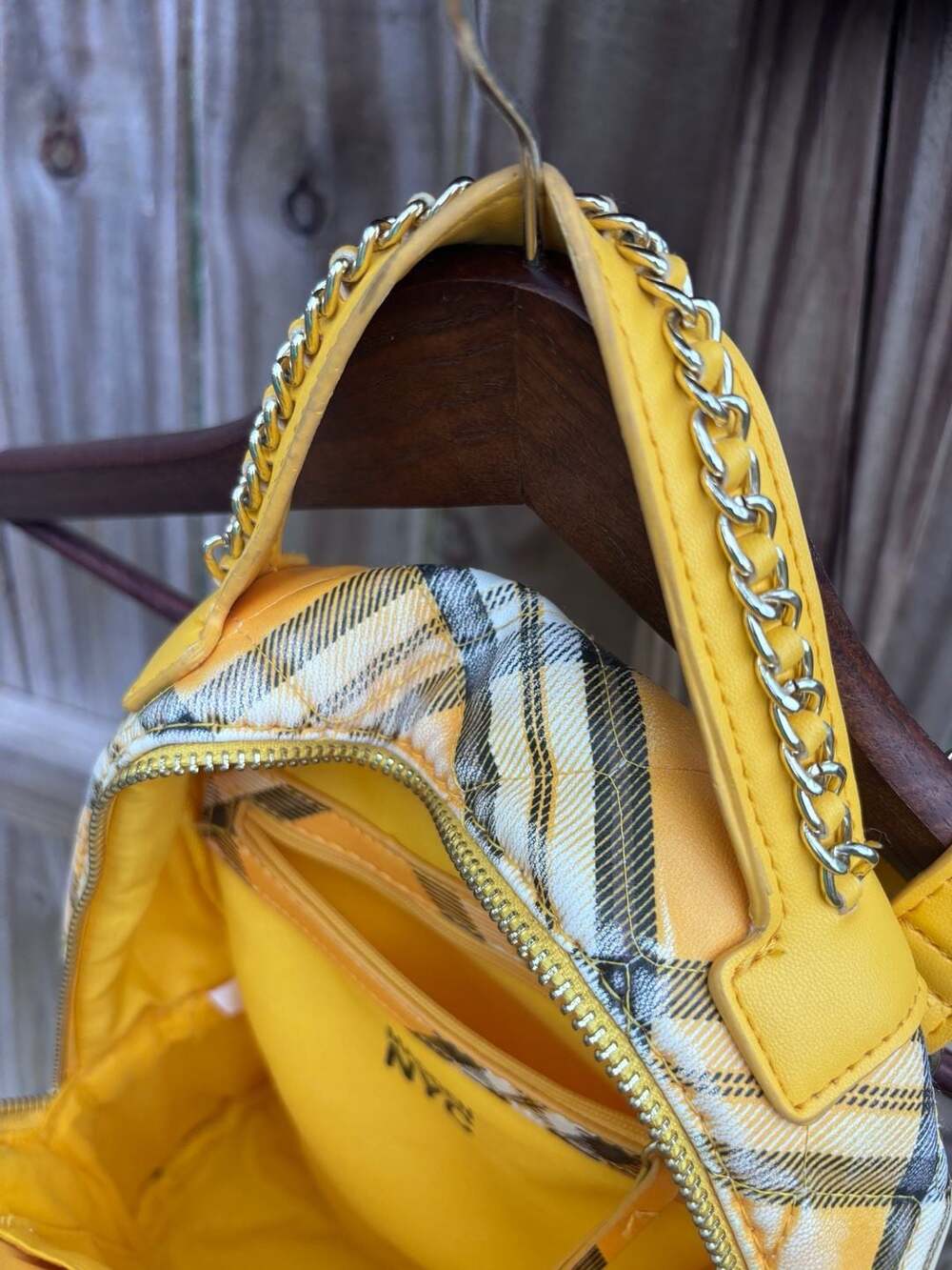 Yellow Plaid Women’s Backpack - Hidden NYC - Picture 13 of 16